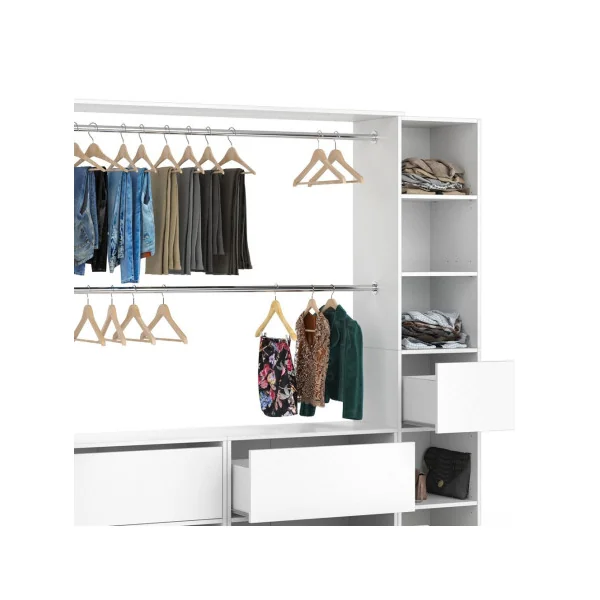 Penderie complète avec commodes blanche Dressing ouvert Dressing chambre