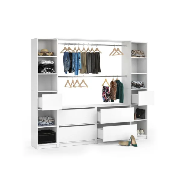 Penderie complète avec commodes blanche Dressing ouvert Dressing chambre