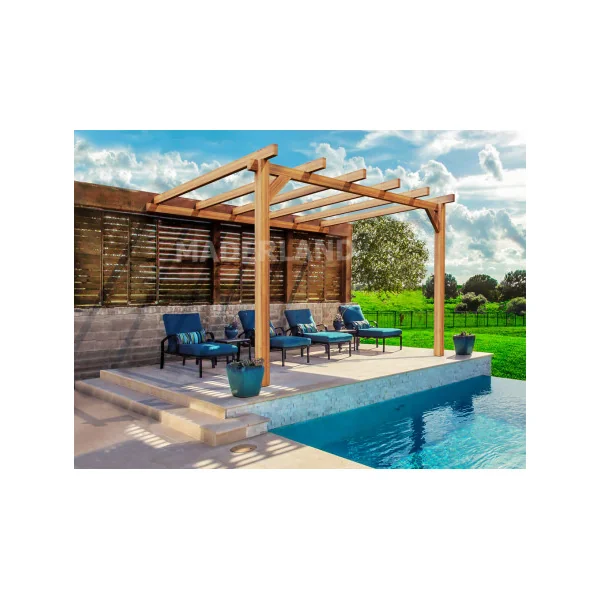 Pergola 300x300 cm adossée en bois d'Europe du Nord lamellé collé