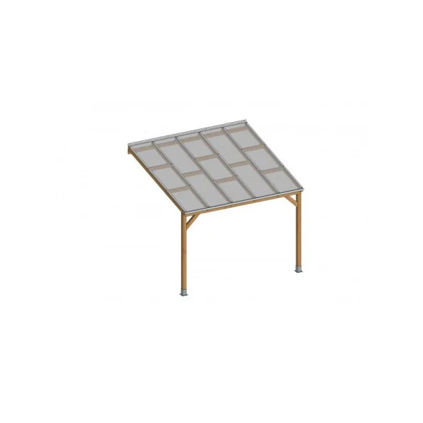 Pergola 300x300 cm adossée Pin autoclave avec toit en polycarbonate Tonnelle adossée Couverture de toit bois massif