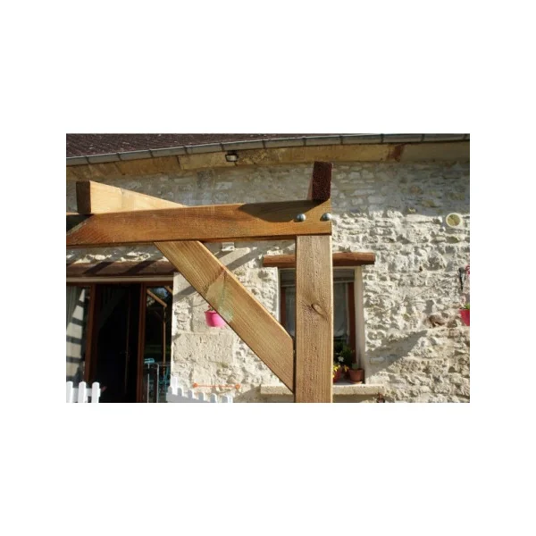 Pergola 300x300 cm adossée Pin autoclave avec toit en polycarbonate Tonnelle adossée Couverture de toit bois massif