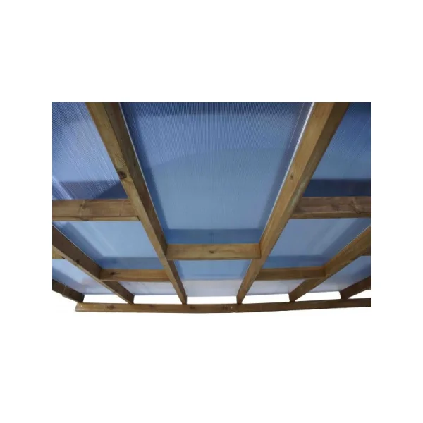 Pergola 300x920 cm adossée Pin autoclave avec toit en polycarbonate Tonnelle adossée Couverture de toit bois massif