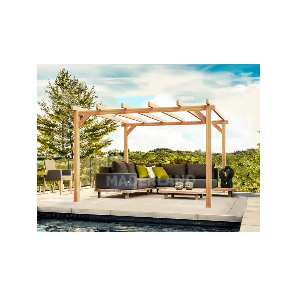 Pergola 400x300 cm autoportante en bois d'Europe du Nord lamellé collé Tonnelle de jardin