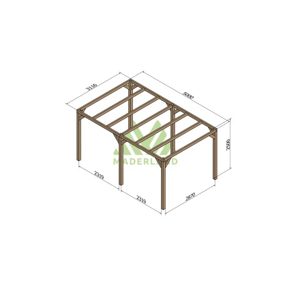 Pergola 500x300 cm autoportante en bois d'Europe du Nord Tonnelle de jardin lamellé collé