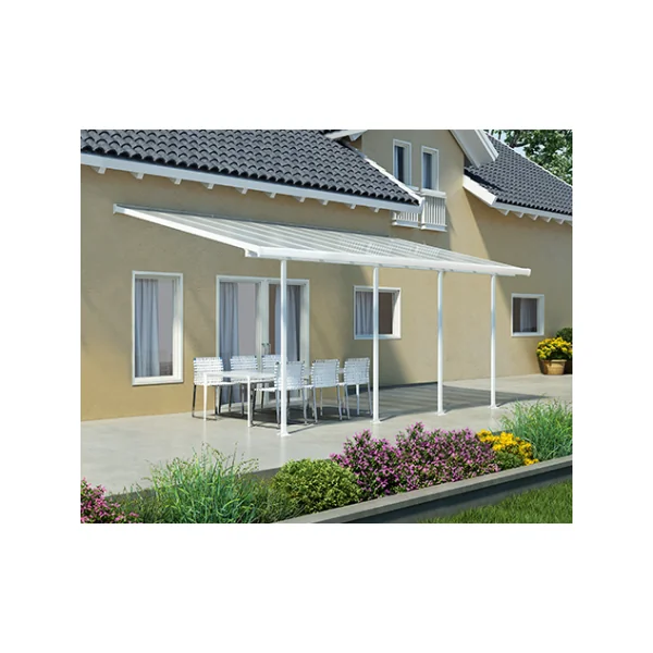 Pergola adossée 10x3m aluminium blanc Toit de terrasse en polycarbonate