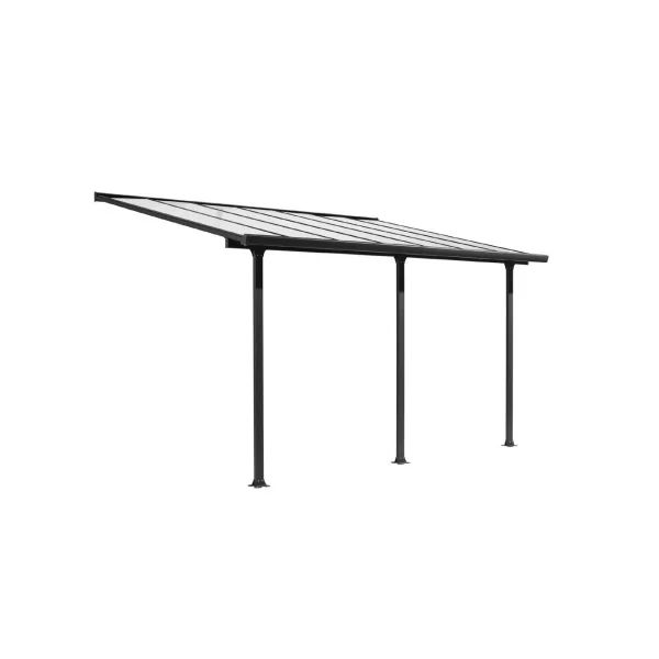 Pergola adossée 15,38m² 5x3m Aluminium Anthracite Toit de Terrasse en Polycarbonate