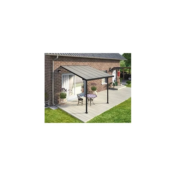 Pergola adossée 3x3m aluminium anthracite Toit de terrasse en polycarbonate