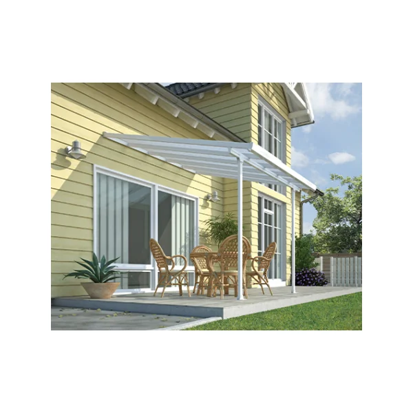 Pergola adossée 3x3m aluminium blanc Toit de terrasse en polycarbonate