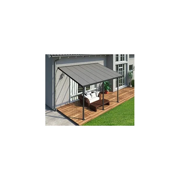 Pergola adossée 4x3m aluminium anthracite Toit de terrasse en polycarbonate