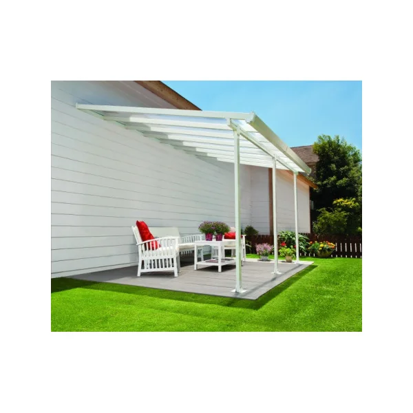 Pergola adossée 4x3m aluminium blanc Toit de terrasse en polycarbonate