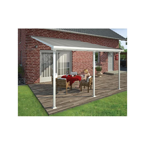 Pergola adossée 4x4m aluminium blanc Toit de terrasse en polycarbonate