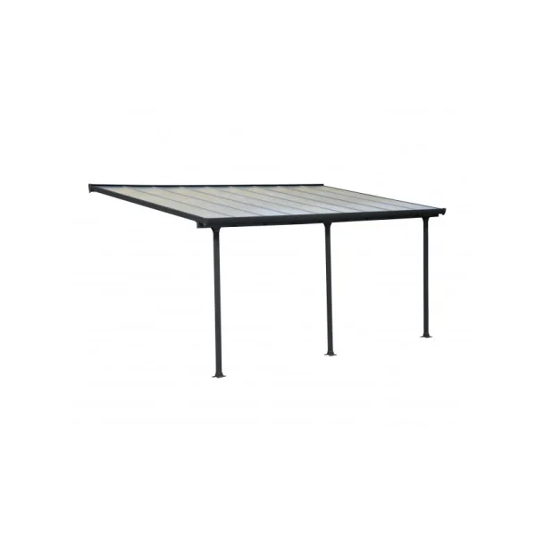Pergola adossée 5x3m aluminium anthracite Toit de terrasse en polycarbonate