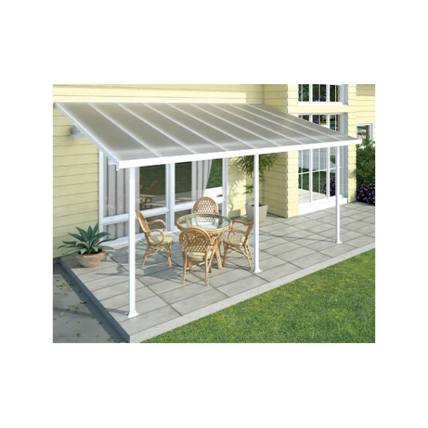 Pergola adossée 5x3m aluminium blanc Toit de terrasse en polycarbonate