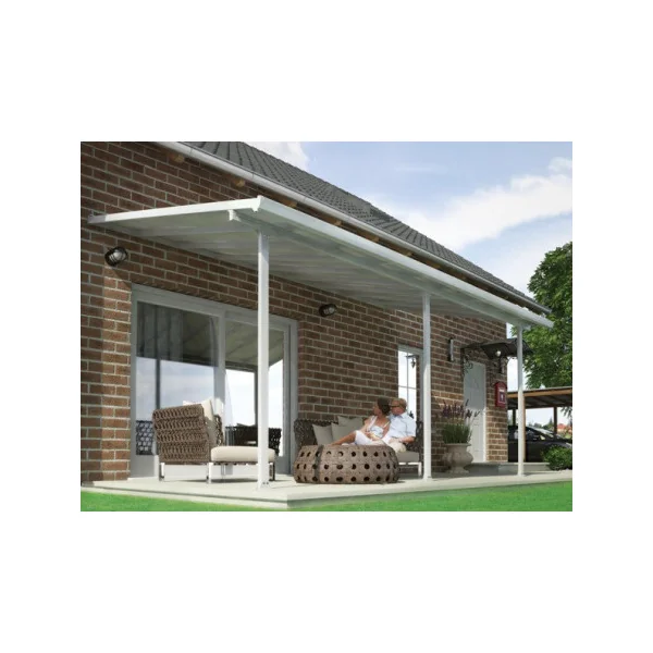 Pergola adossée 6x3m aluminium blanc Toit de terrasse en polycarbonate