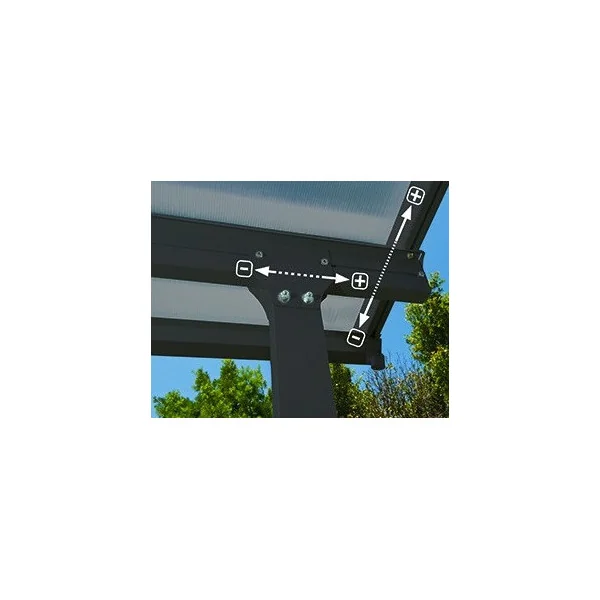 Pergola adossée 8x3m aluminium anthracite Toit de terrasse en polycarbonate
