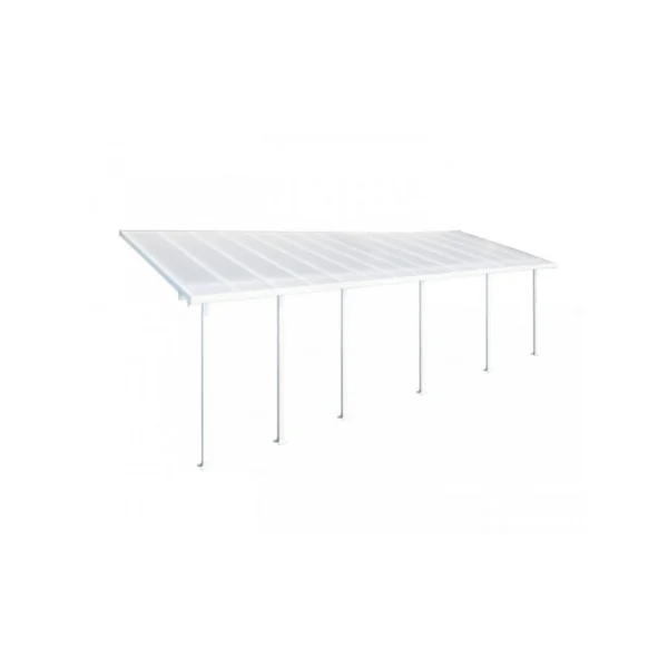 Pergola adossée 8x3m aluminium blanc Toit de terrasse en polycarbonate
