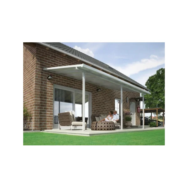 Pergola adossée 8x4m aluminium blanc Toit de terrasse en polycarbonate