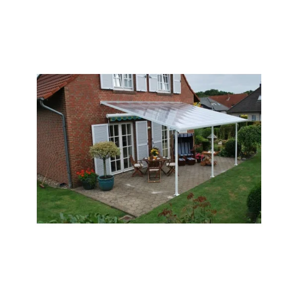 Pergola adossée 8x4m aluminium blanc Toit de terrasse en polycarbonate
