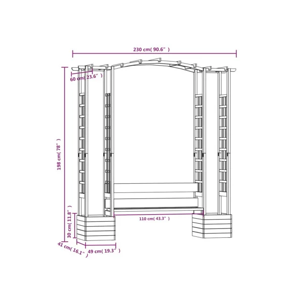 Pergola avec banc et jardinières Pergola de jardin avec support plantes Pergolas avec treillis