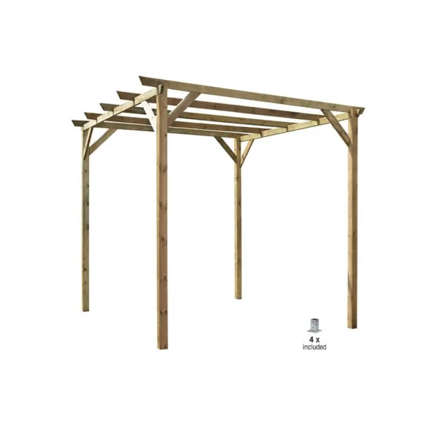 Pergola carré en pin autoclave 300x300 cm autoportante Tonnelle de jardin bois massif