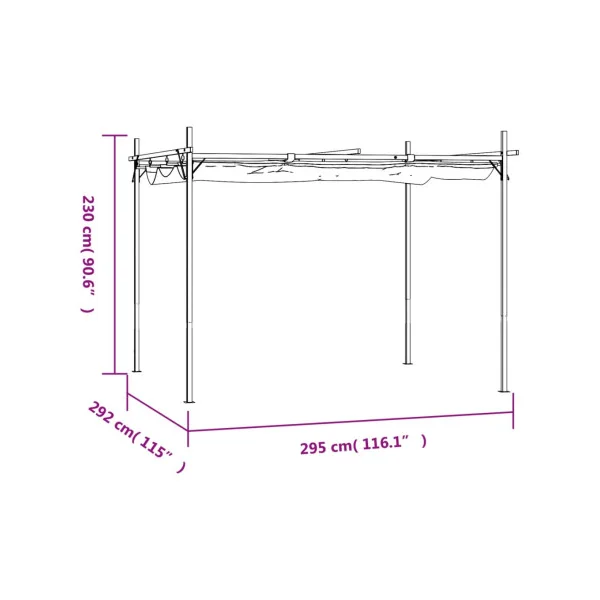 Pergola de Jardin avec Toit rétractable Crème 2,95x2,92m Tonnelle de Jardin Tonnelle Terrasse Pergola Terrasse