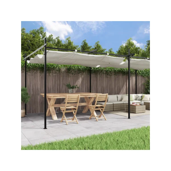 Pergola de Jardin avec Toit rétractable Crème 5,89x2,92m Tonnelle de Jardin Tonnelle Terrasse Pergola Terrasse