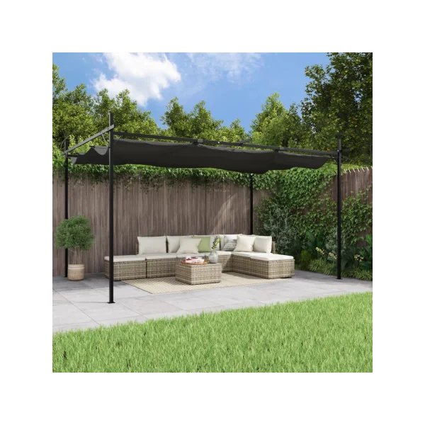 Pergola de Jardin avec Toit rétractable Noir 3,95x2,92m Tonnelle de Jardin Tonnelle Terrasse Pergola Terrasse