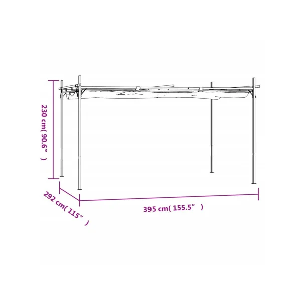 Pergola de Jardin avec Toit rétractable Noir 3,95x2,92m Tonnelle de Jardin Tonnelle Terrasse Pergola Terrasse