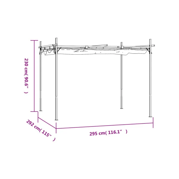 Pergola de Jardin avec Toit rétractable Taupe 2,95x2,92m Tonnelle de Jardin Tonnelle Terrasse Pergola Terrasse