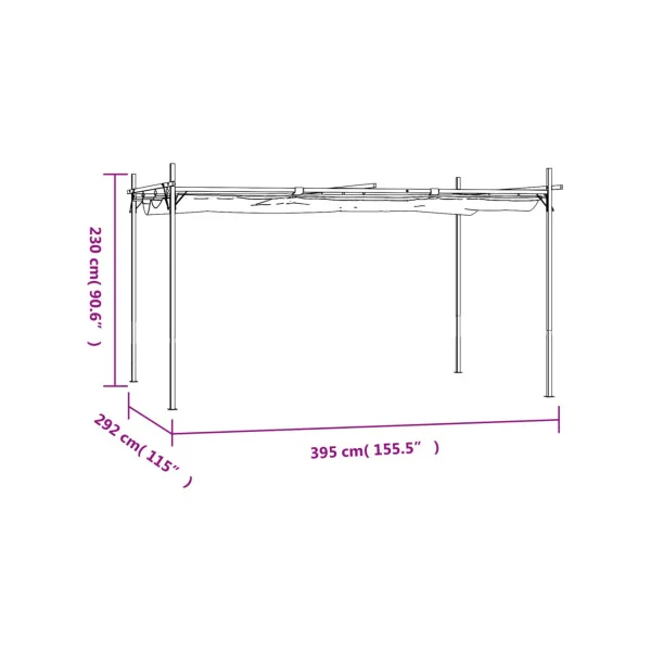 Pergola de Jardin avec Toit rétractable Taupe 3,95x2,92m Tonnelle de Jardin Tonnelle Terrasse Pergola Terrasse