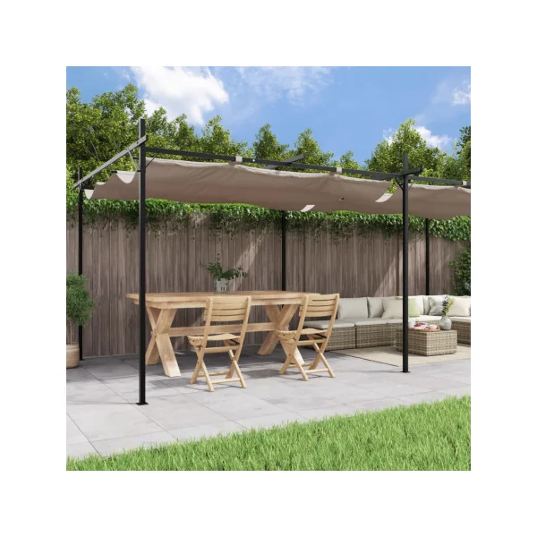 Pergola de Jardin avec Toit rétractable Taupe 5,89x2,92m Tonnelle de Jardin Tonnelle Terrasse Pergola Terrasse