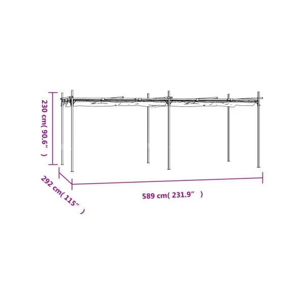 Pergola de Jardin avec Toit rétractable Taupe 5,89x2,92m Tonnelle de Jardin Tonnelle Terrasse Pergola Terrasse