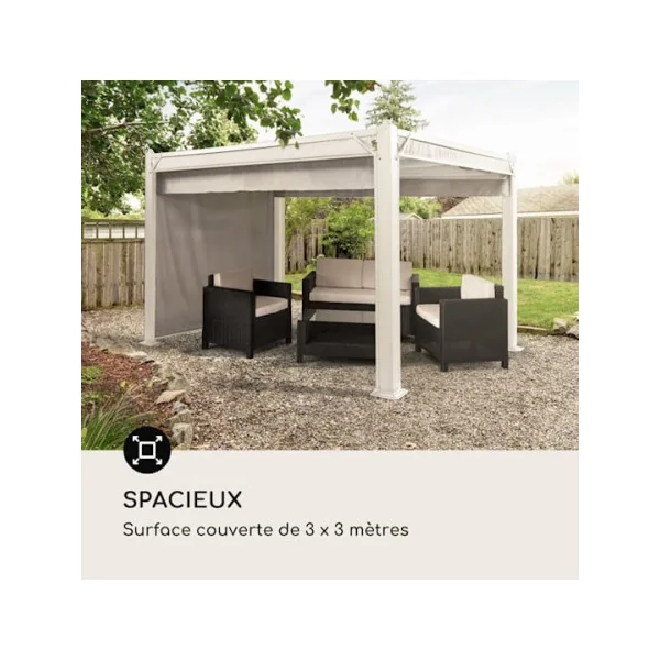 Pergola de jardin design 3x3m Pergola en Aluminium blanc Tonnelle de jardin en Alu