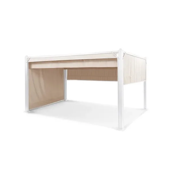 Pergola de jardin design 4x3m Pergola en Aluminium blanc Tonnelle de jardin beige en Alu