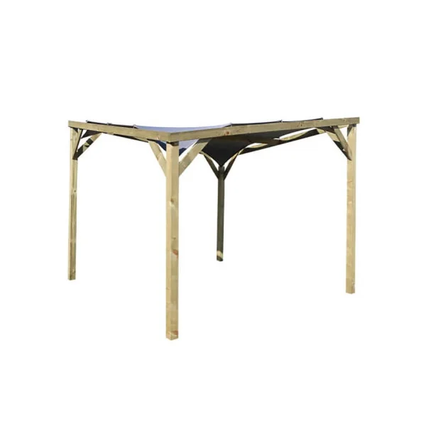 Pergola FSC 300x300 cm autoportante avec toile polyester Pergola contemporaine Tonnelle de jardin bois