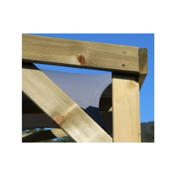 Pergola FSC 300x300 cm autoportante avec toile polyester Pergola contemporaine Tonnelle de jardin bois
