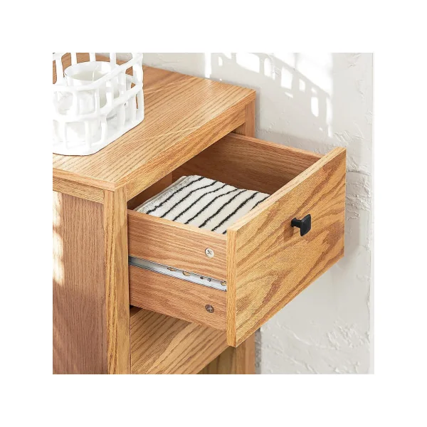 Petite colonne de salle de bain bois naturel Armoire basse de salle de bain