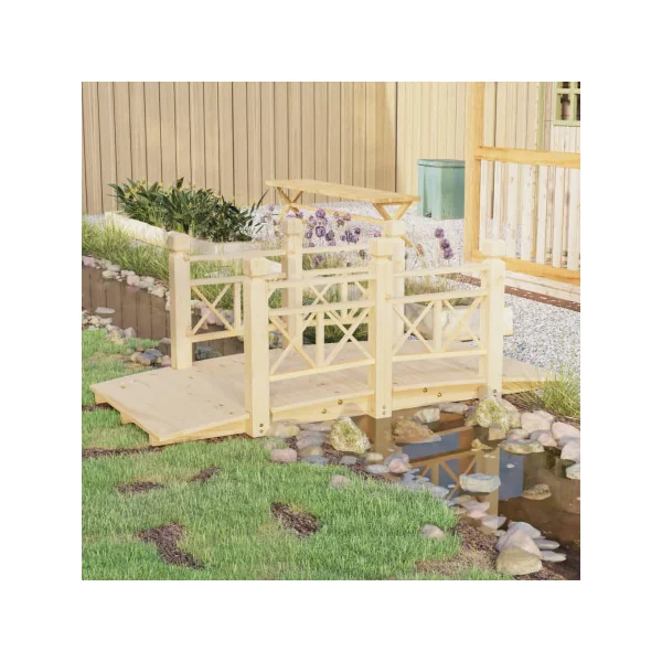 Pont de Jardin avec Barrière en Epicéa Naturel Passerelle de jardin Pont déco Pont de bassin