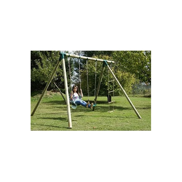 Portique extérieur pour enfant 2 Balançoires + 1 échelle