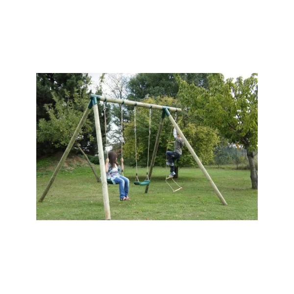 Portique extérieur pour enfant 2 Balançoires + 1 échelle