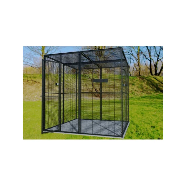 Poulailler métal panoramique 2x2x2 m toit maille Poulailler métallique extérieur maille soudée robuste