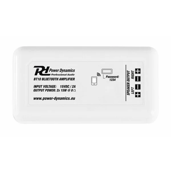 Power Dynamics BT10 - Amplificateur Bluetooth, 2x 15 Watts - Blanc