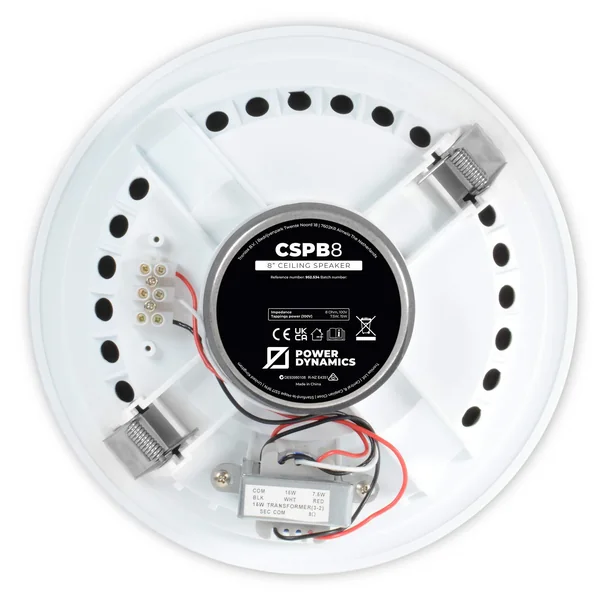 Power Dynamics CSPB8 - Haut-Parleur de Plafond, 8", 100 Volts/8 Ohms, 15 Watts