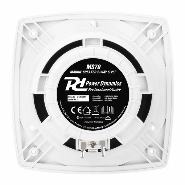 Power Dynamics MS70 - 2 Haut-Parleurs 100W Résistants à l'Eau, 5,25"