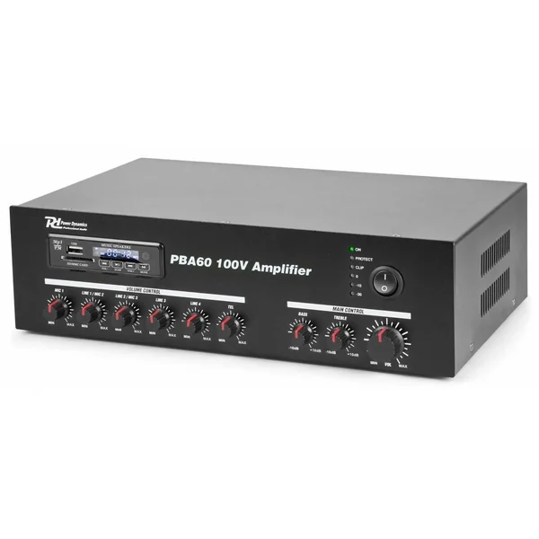 Power Dynamics PBA60 - Amplificateur Bluetooth, 60 Watts, USB/SD/MP3, avec Télécommande