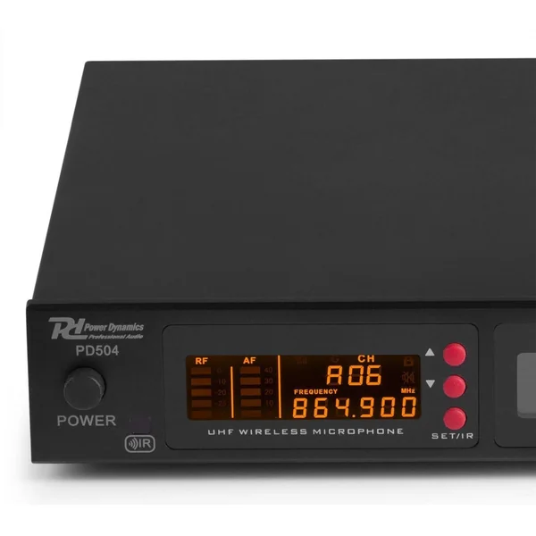 Power Dynamics PD504B - Set Micro sans Fil UHF, 4 Émetteurs de Poche, Livré dans une Valise en Aluminium