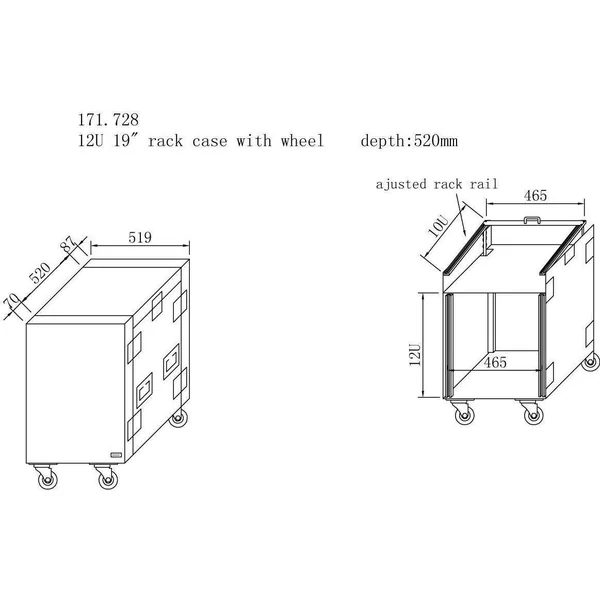 Power Dynamics PD-F12U8 - Flightcase Rack avec Roulettes, 19"
