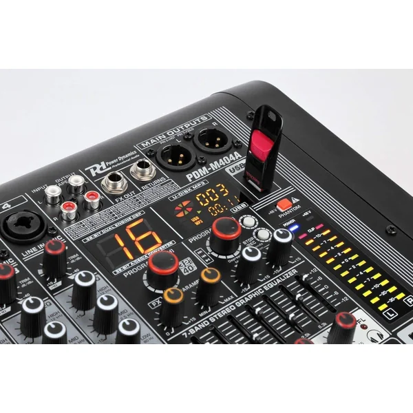 Power Dynamics PDM-M404A - Console de Mixage Amplifiée 4 Canaux, 2x 200W RMS, USB, Bluetooth