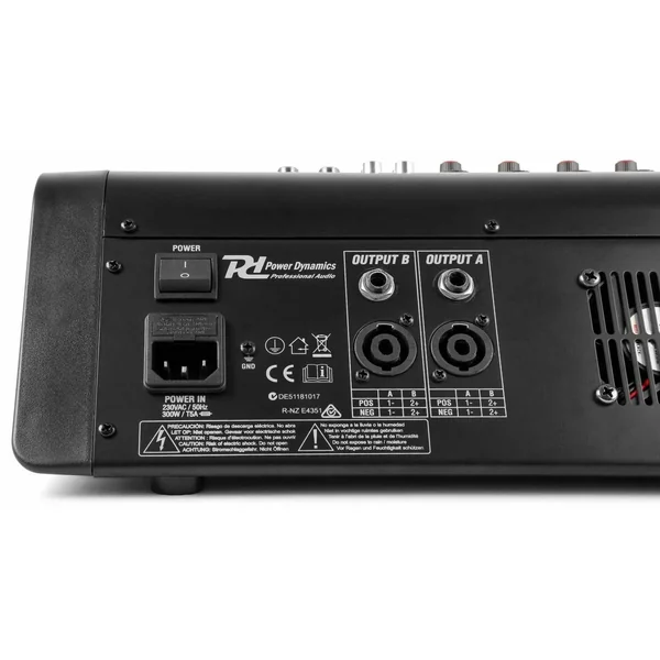 Power Dynamics PDM-M404A - Console de Mixage Amplifiée 4 Canaux, 2x 200W RMS, USB, Bluetooth