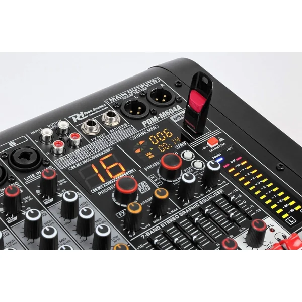 Power Dynamics PDM-M604A - Console de Mixage Amplifiée 6 Canaux, USB MP3 et Bluetooth